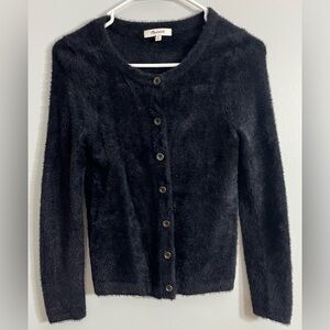 Madewell XS Hewlet Black Cozy Fuzzy ButtonUp Spring Layering Cardigan Sweater